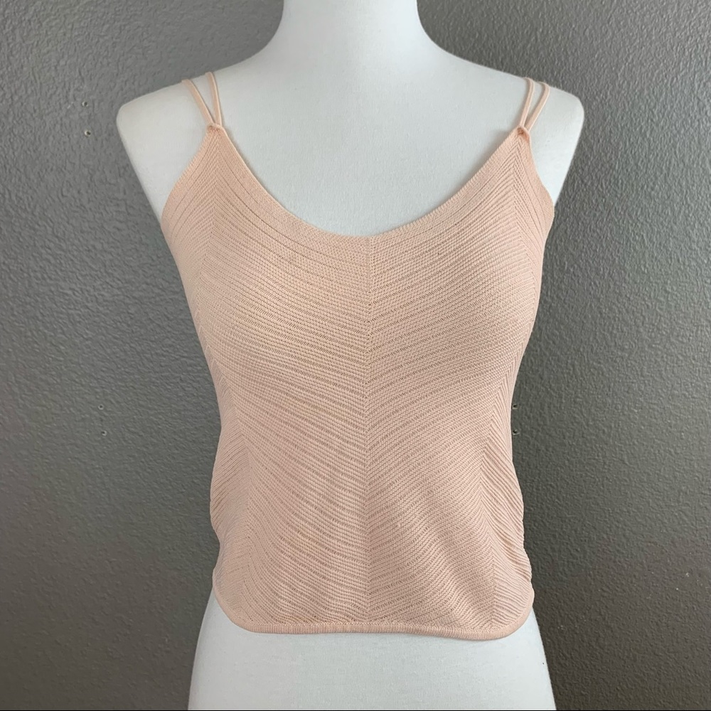 Rumor pastel pink fine gauge knit tank crop top